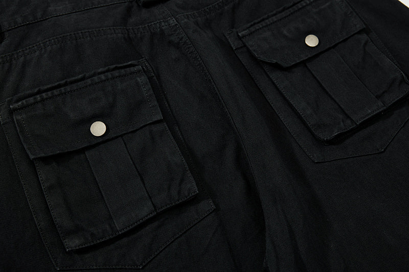 Yiaknis Wide-Leg Cargo Trousers, Snap Pockets, Dark Green and Black – photo 32