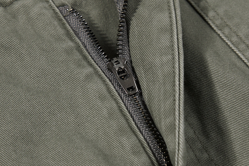 Yiaknis Wide-Leg Cargo Trousers with Button Front, Navy and Grey Green – photo 32