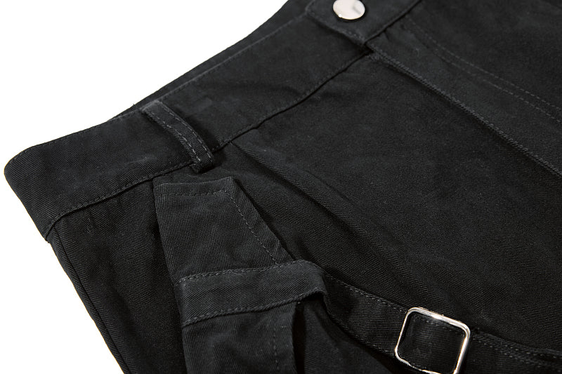 Yiaknis Wide-Leg Cropped Cargo Trousers, Lace-Up Legs, Off White and Black – photo 32