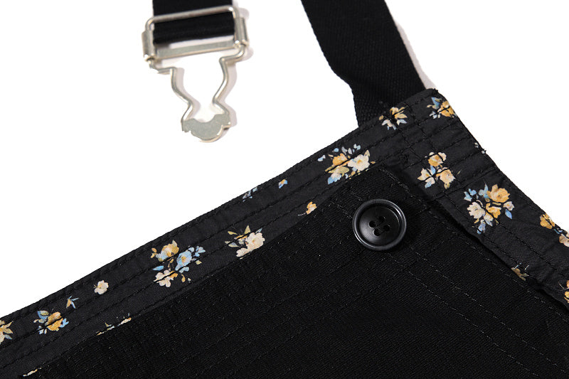 Yiaknis Wide-Leg Overalls, Floral Bib Trim, Army Green and Black