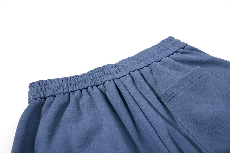 Yiaknis Wide-Leg Sweatpants with Button and Line Print, Pink and Blue
