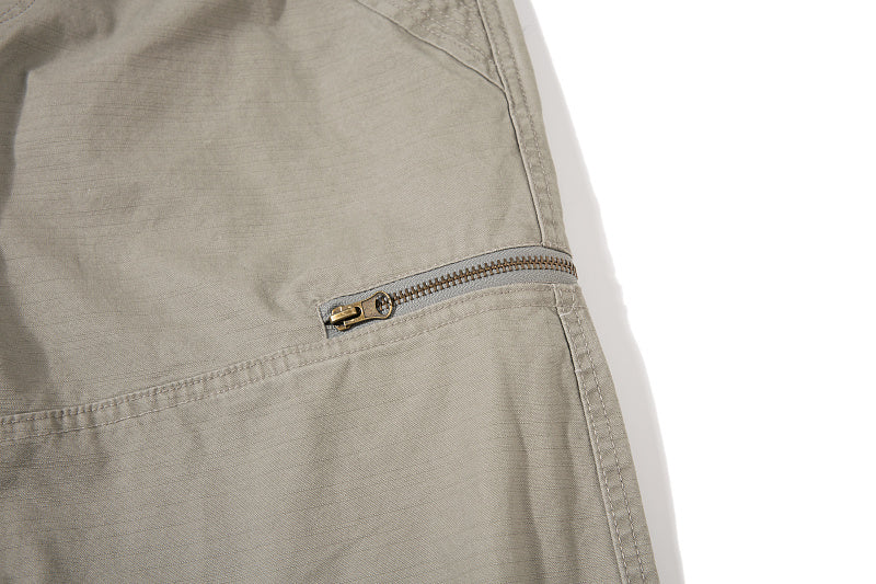 Yiaknis Wide-Leg Overalls with Zip Pockets - Grey Green, Light Beige