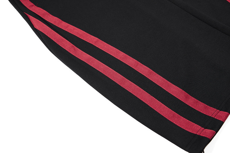 Yiaknis Wide-Leg Sweatpants, Red Side Stripes, Light Grey and Black