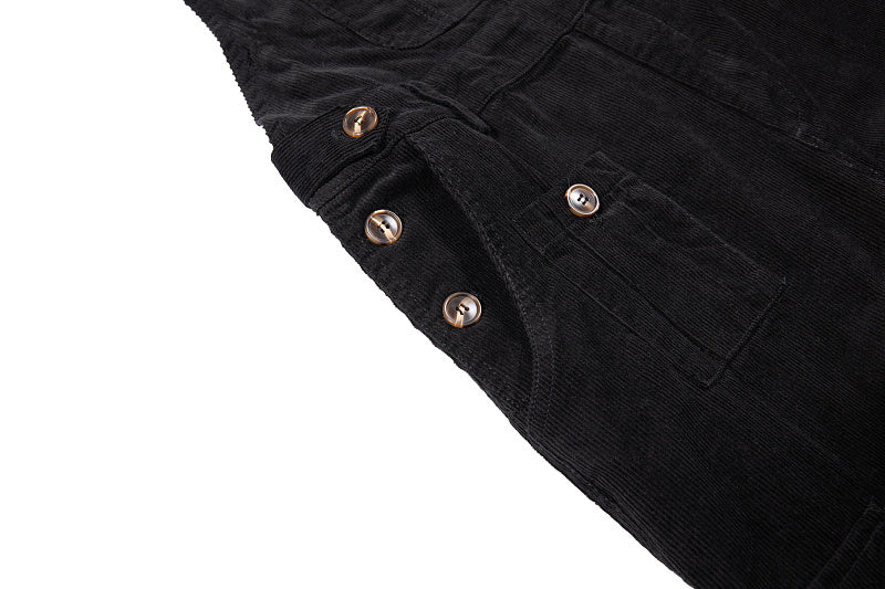 Yiaknis Corduroy Overalls with Adjustable Straps - Army Green, Black
