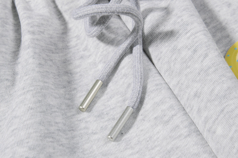 Yiaknis Wide-Leg Sweatpants, Colourful Buttons, Black and Light Grey