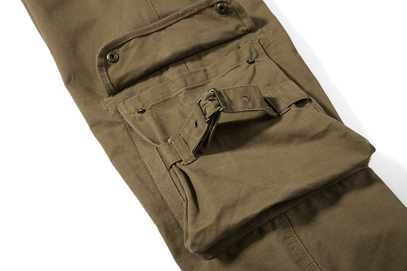 Yiaknis Wide-Leg Cargo Trousers, Pocket Straps, Dark Green and Khaki – photo 33
