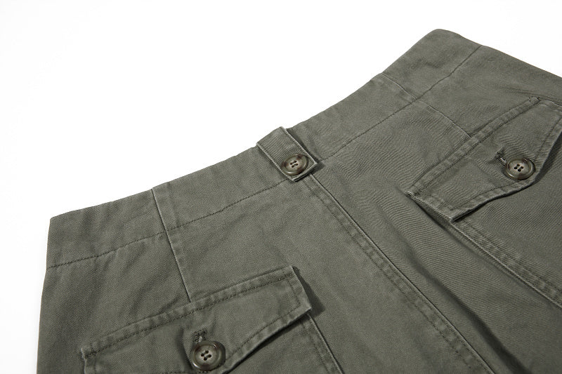 Yiaknis Wide-Leg Cargo Trousers with Button Front, Navy and Grey Green – photo 33
