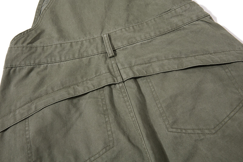 Yiaknis Curved-Leg Overalls with Button Sides - Beige, Army Green
