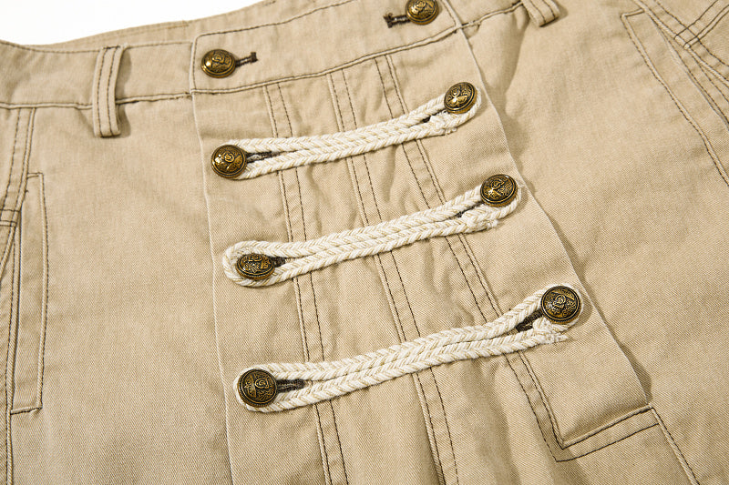 Yiaknis Wide-Leg Trousers with Rope Front Lacing, Black and Beige – photo 33