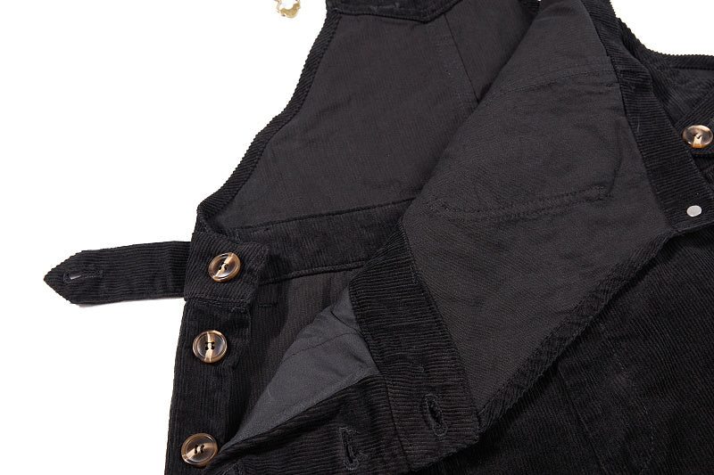 Yiaknis Corduroy Overalls with Adjustable Straps - Army Green, Black