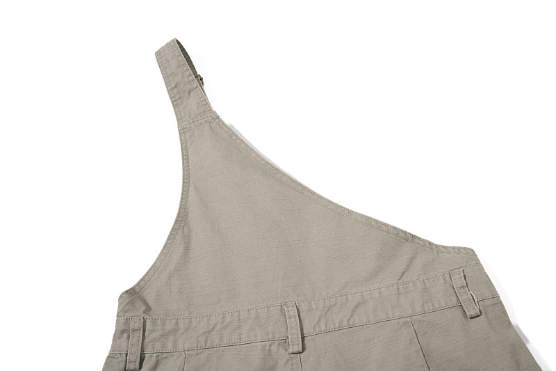 Yiaknis Wide-Leg Overalls with Zip Pockets - Grey Green, Light Beige