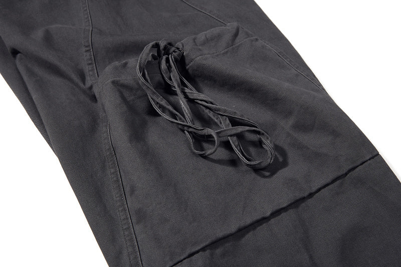 Yiaknis Baggy Wide-Leg Trousers, Drawstring Waist, Khaki and Dark Grey – photo 34