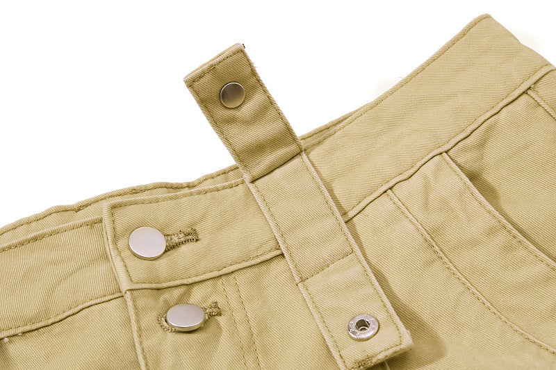 Yiaknis Wide-Leg Cropped Cargo Trousers, Button Fly, Green and Khaki – photo 34