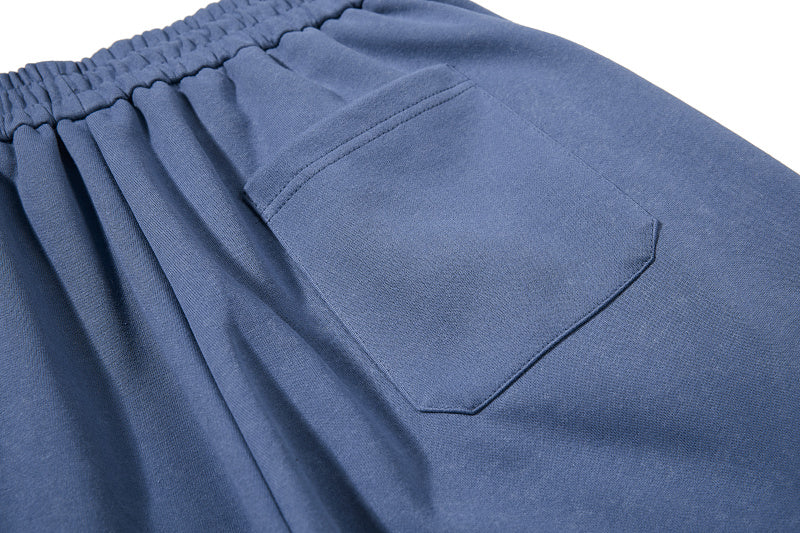 Yiaknis Wide-Leg Sweatpants with Button and Line Print, Pink and Blue