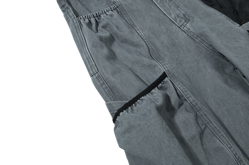Yiaknis Wide-Leg Cropped Cargo Trousers, Mesh Panel, Blue and Grey – photo 35