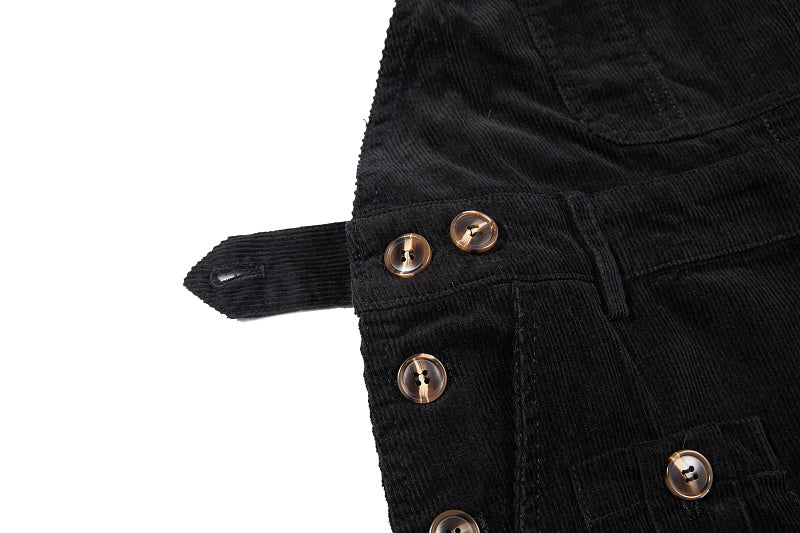 Yiaknis Corduroy Overalls with Adjustable Straps - Army Green, Black
