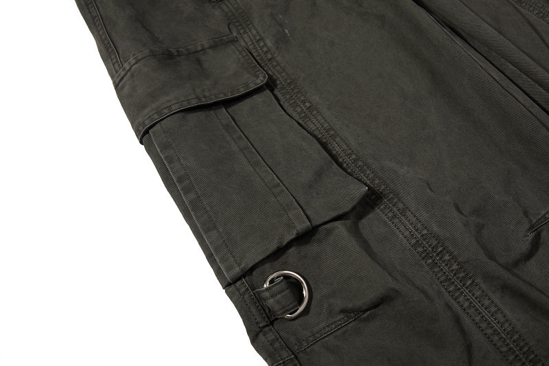 Yiaknis Wide-Leg Cargo Trousers, D-Ring Pockets, Black and Dark Green – photo 35