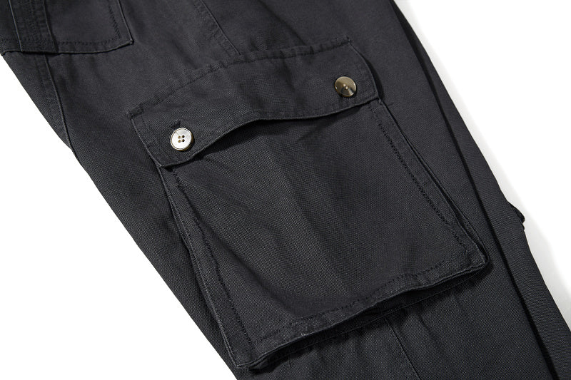 Yiaknis Khaki and Dark Grey Wide-Leg Cargo Trousers with Elastic Back Waist – photo 35