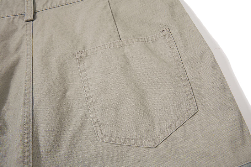 Yiaknis Wide-Leg Overalls with Zip Pockets - Grey Green, Light Beige
