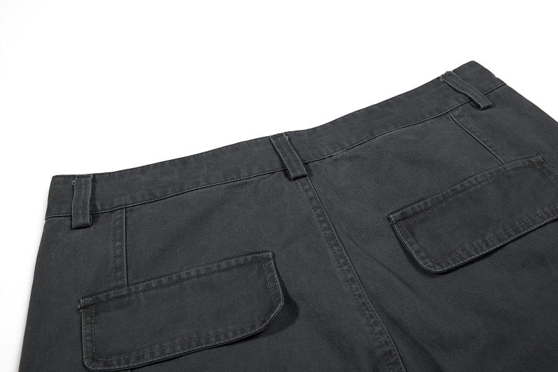 Yiaknis Khaki and Dark Grey Wide-Leg Cargo Trousers with Back Flap Pockets – photo 35