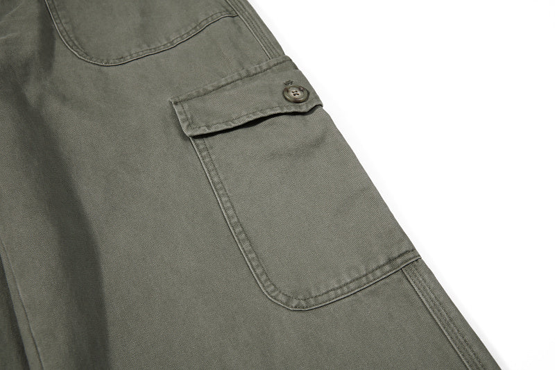 Yiaknis Wide-Leg Cargo Trousers with Button Front, Navy and Grey Green – photo 35