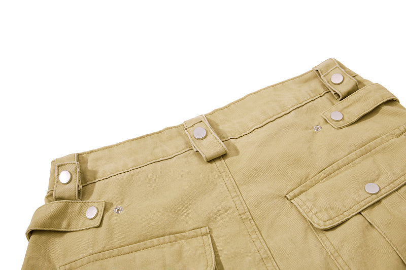 Yiaknis Wide-Leg Cropped Cargo Trousers, Button Fly, Green and Khaki – photo 36