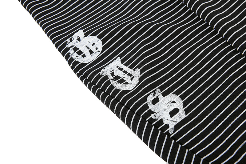 Yiaknis Striped Wide-Leg Trousers, Letter Print, Black and White Stripes – photo 36