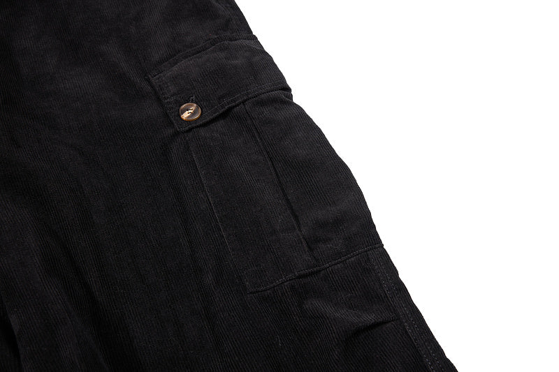 Yiaknis Corduroy Overalls with Adjustable Straps - Army Green, Black