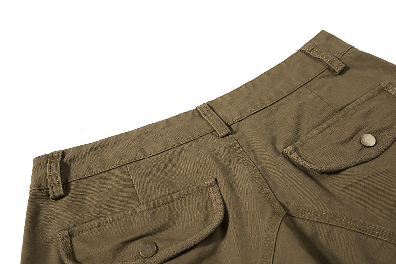 Yiaknis Wide-Leg Cargo Trousers, Pocket Straps, Dark Green and Khaki – photo 36