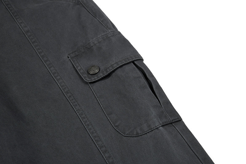 Yiaknis Khaki and Dark Grey Wide-Leg Cargo Trousers with Back Flap Pockets – photo 36