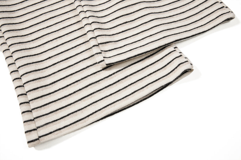 Yiaknis Wide-Leg Striped Sweatpants, Wing Print, Blue and Beige Stripes