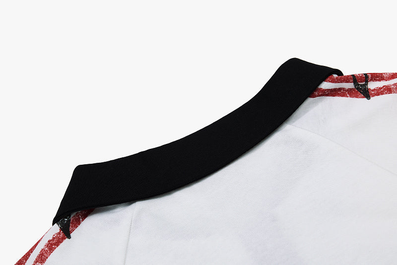 Yiaknis Men's Black and White Polo Shirt, Red Stripe – photo 36
