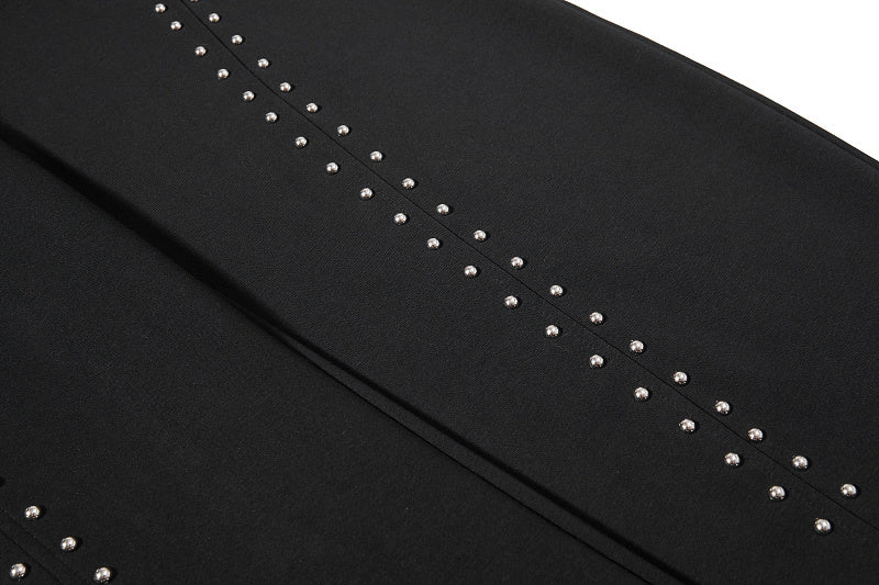Yiaknis Wide-Leg Sweatpants, Studded Side Lines, Light Grey and Black
