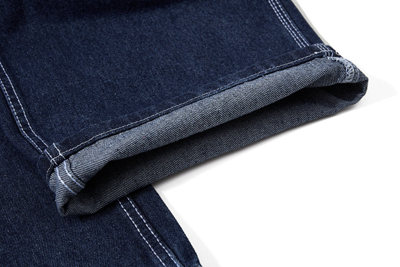 Yiaknis Wide-Leg Denim Overalls, Bib and Cargo Pockets, Dark Blue and Black – photo 36