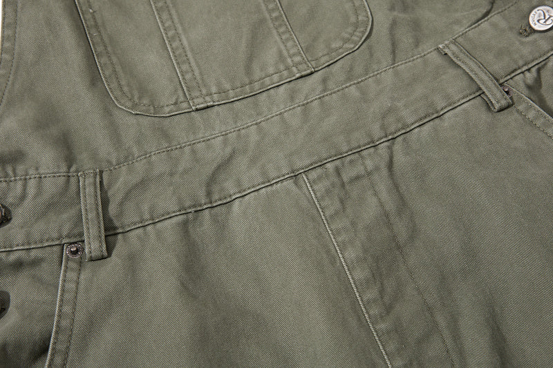 Yiaknis Curved-Leg Overalls with Button Sides - Beige, Army Green