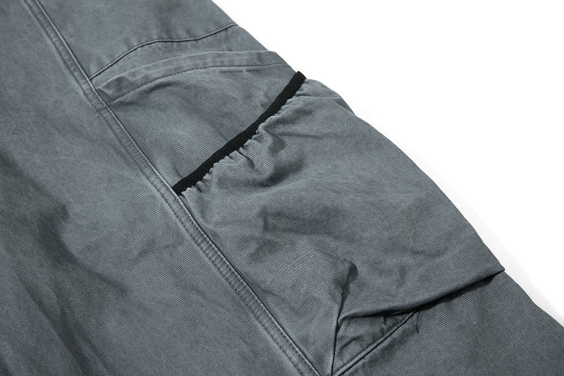 Yiaknis Wide-Leg Cropped Cargo Trousers, Mesh Panel, Blue and Grey – photo 36