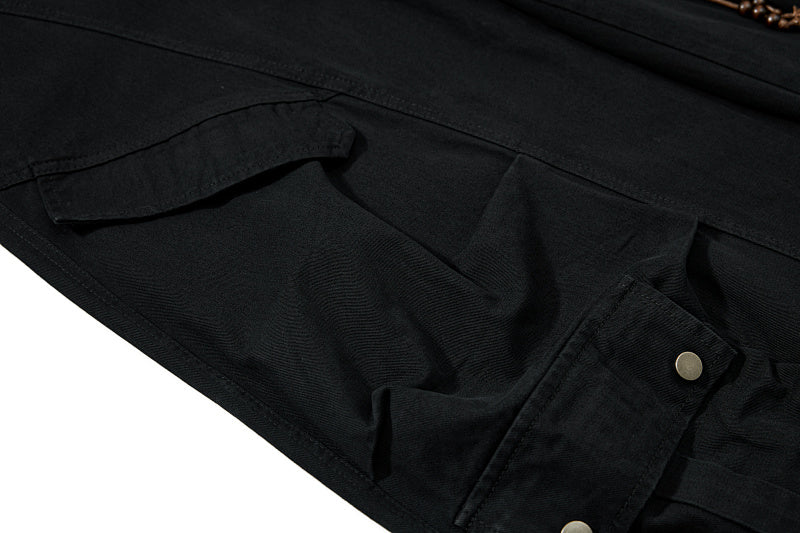 Yiaknis Wide-Leg Cargo Trousers, Snap Pockets, Dark Green and Black – photo 37