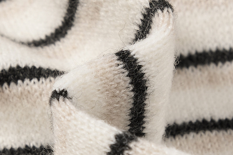 Yiaknis Wide-Leg Striped Sweatpants, Wing Print, Blue and Beige Stripes