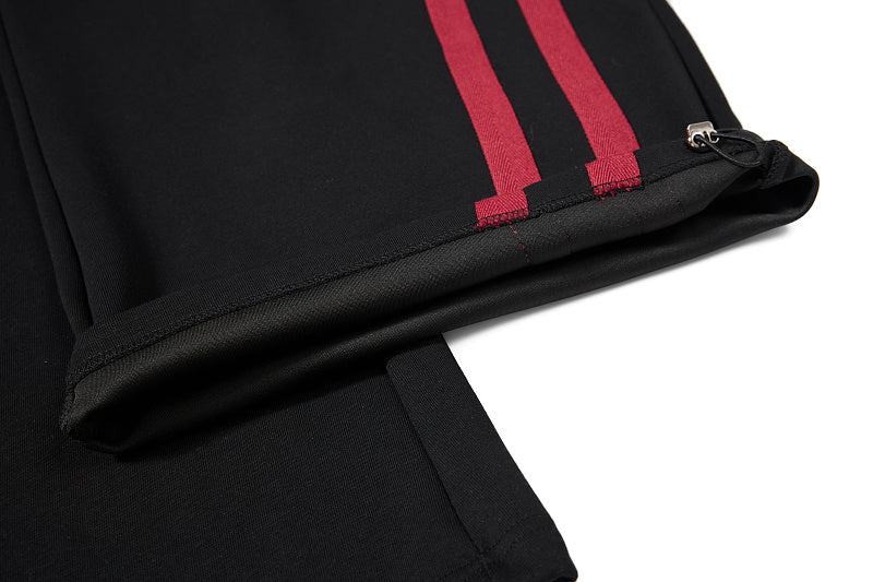 Yiaknis Wide-Leg Sweatpants, Red Side Stripes, Light Grey and Black