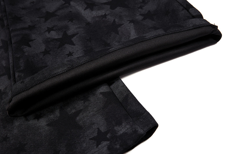 Yiaknis Wide-Leg Star Print Sweatpants, Script Print, Blue and Black