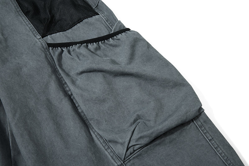 Yiaknis Wide-Leg Cropped Cargo Trousers, Mesh Panel, Blue and Grey – photo 37