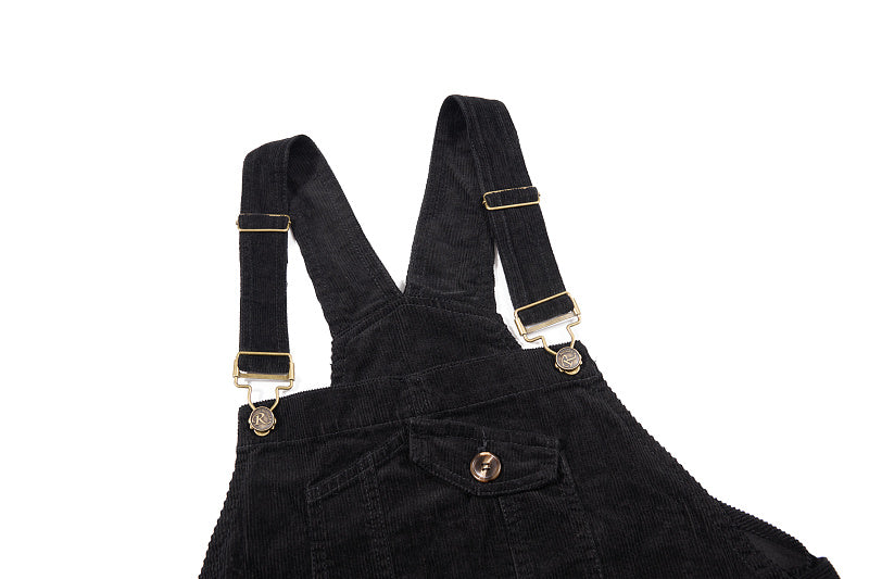 Yiaknis Corduroy Overalls with Adjustable Straps - Army Green, Black