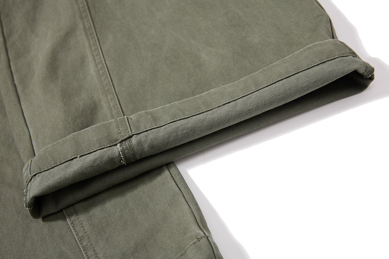 Yiaknis Curved-Leg Overalls with Button Sides - Beige, Army Green