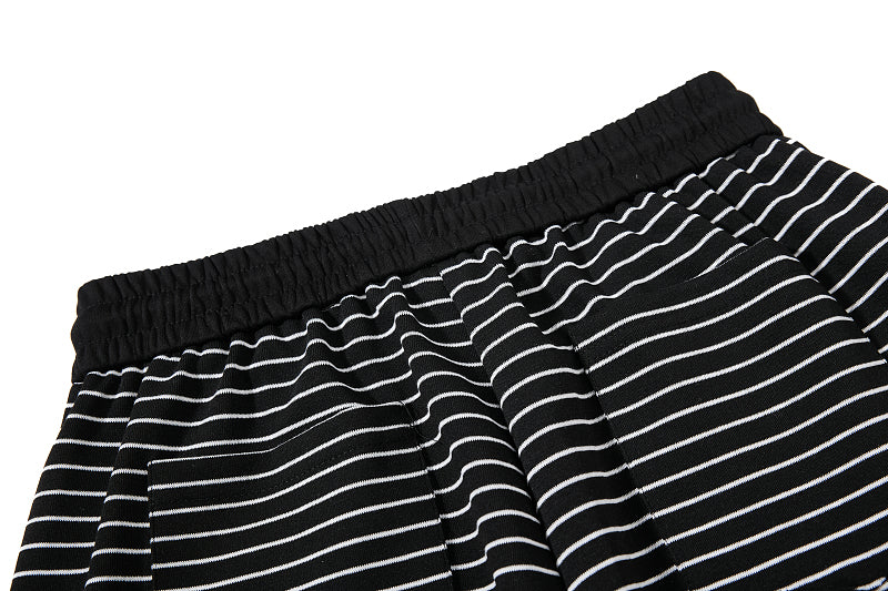 Yiaknis Striped Wide-Leg Trousers, Letter Print, Black and White Stripes – photo 38