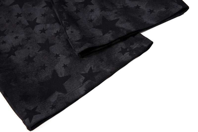 Yiaknis Wide-Leg Star Print Sweatpants, Script Print, Blue and Black