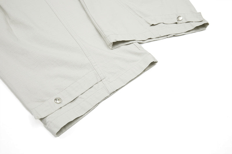 Yiaknis Wide-Leg Overalls with Snap Buttons - Black, Off White