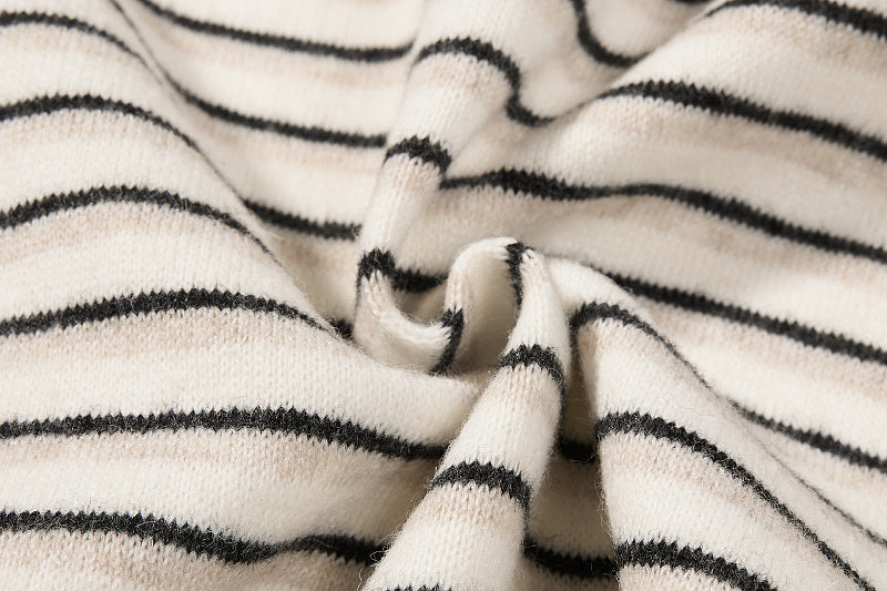 Yiaknis Wide-Leg Striped Sweatpants, Wing Print, Blue and Beige Stripes