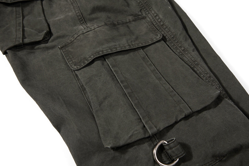 Yiaknis Wide-Leg Cargo Trousers, D-Ring Pockets, Black and Dark Green – photo 38