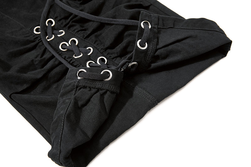 Yiaknis Wide-Leg Cropped Cargo Trousers, Lace-Up Legs, Off White and Black – photo 39