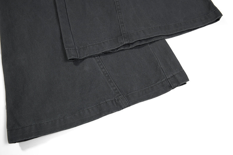 Yiaknis Khaki and Dark Grey Wide-Leg Cargo Trousers with Back Flap Pockets – photo 40